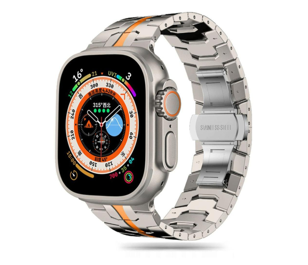 TECH-PROTECT Stainless Line do Apple Watch 42/44/45/49 mm titanium/orange - 1273604 - zdjęcie